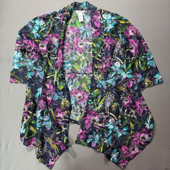 Drapers & Damons Sweaters - Drapers‎ & Damons Floral Open Front Cardigan - Women's Size Large